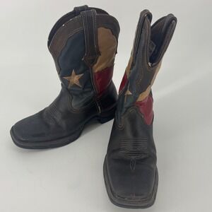 Durango Rebel Women 7M Cowboy Boots Brown Texas Flag Square Toe RD3446
